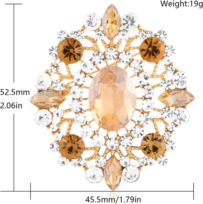 LAXPICOL Vintage Clear Austrian Crystal Brooch Pin for Women Elegant Wedding Bridal Brooches Broach Pin 1.69"*1.39" - Image 3